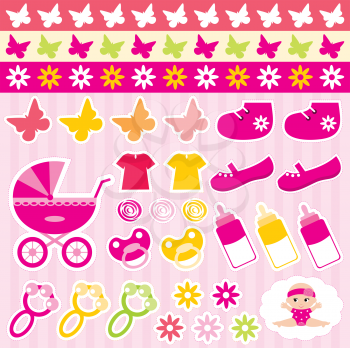 Royalty Free Clipart Image of Children's Scrapbooking Elements