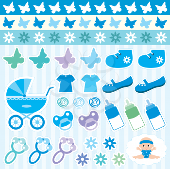 Royalty Free Clipart Image of a Set of Baby Elements