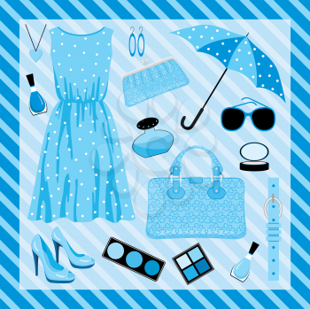 Royalty Free Clipart Image of a Summery Fashion Set