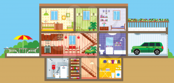 Royalty Free Clipart Image of Interior of a House