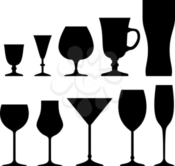 Royalty Free Clipart Image of a Set of Silhouette Glasses