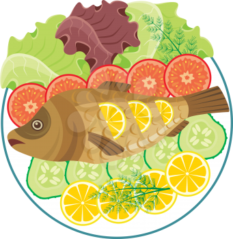 Royalty Free Clipart Image of a Baked Fish