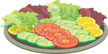 Royalty Free Clipart Image of a Vegetable Plate