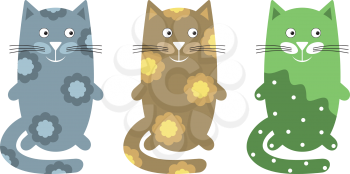 Royalty Free Clipart Image of Three Cartoon Cats