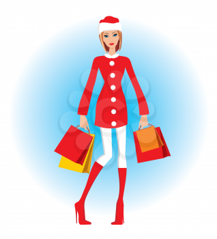 Royalty Free Clipart Image of a Woman Christmas Shopping