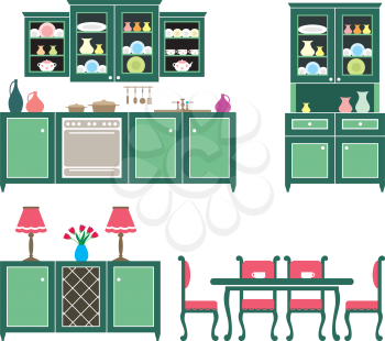 Royalty Free Clipart Image of Kitchens