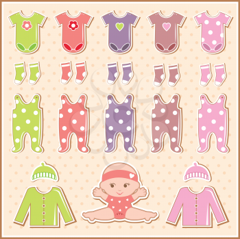 Royalty Free Clipart Image of Baby Scrapbooking Elements