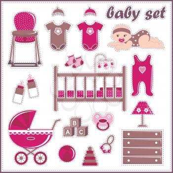 Royalty Free Clipart Image of a Baby and Elements
