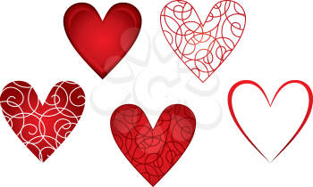 Royalty Free Clipart Image of a Set of Hearts