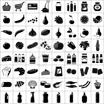 Set of supermarket symbols. Vector illustration