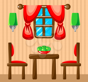 
Picture dining room with design elements. Vector illustration