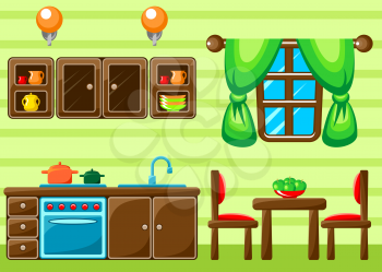 Image of Kitchen interior with design elements.Vector illustration