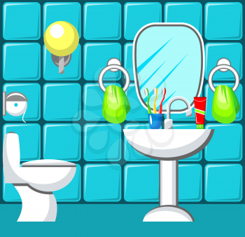Preview bathroom with design elements.   Vector illustration