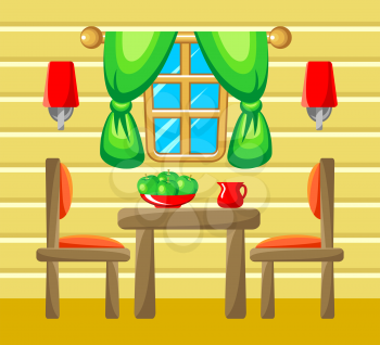 
Picture dining room with design elements.  Vector illustration