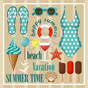 Summer beach set. Vector illustration