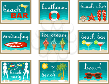 Beach set icons. vector 