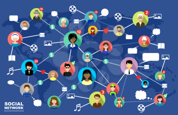 The concept of social networks, internet and online communication.