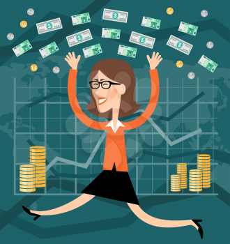 
Illustration depicting a businessman in bringing financial success. vector
