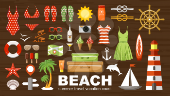 Summer beach set. vector 