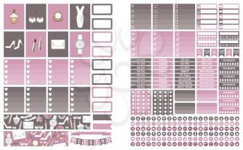 Stickers for planner grey and pink colors