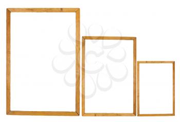 three wooden frame on white background