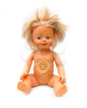 old doll on a white background