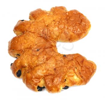 bun with raisins on a white background