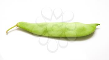 Green a string bean on a white background