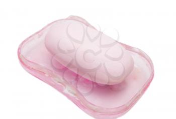 Rose soap on a white background