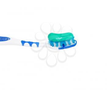 Toothbrush with toothpaste isolated on white background 
