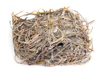 A pile of dried laminaria (kelp) isolated on a white background 