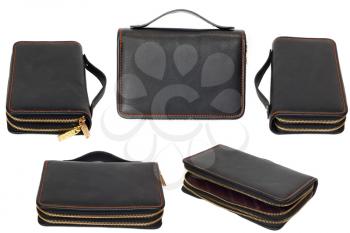 Black business briefcase isolated on white background. With clipping path. Front view. 
