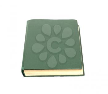 Green books on white background isolated 