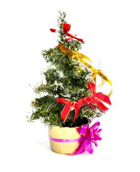 Decorated christmas fir tree isolated on white 