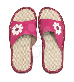 Pink flip flops isolated on white 