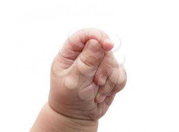 hand of the baby on a white background