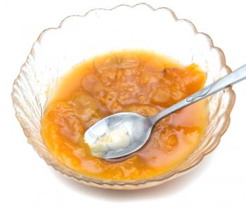 apricot jam on a white background