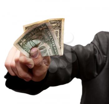 dollars in the hands of a businessman