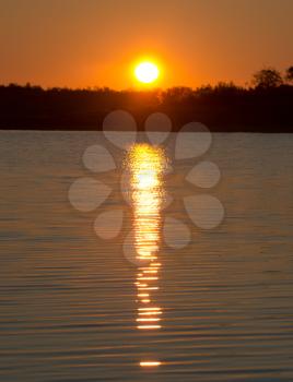 beautiful sunrise sun on the lake