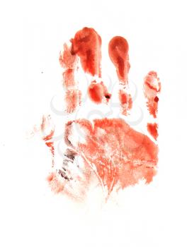 Spooky hand print isolated on white background