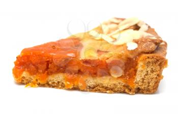 cake with apricot jam on a white background