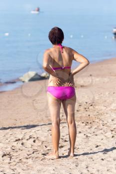 girl in a bathing suit on the beach