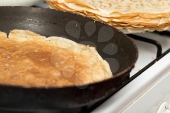 pancakes fried in a pan