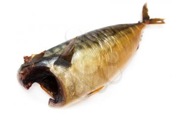 Smoked mackerel on a white background