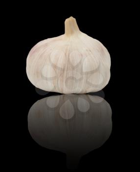 garlic on a black background