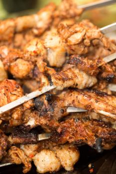 shish kebab on a stick. macro
