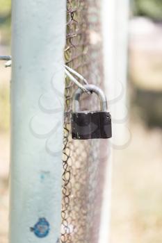 metal lock on the fence