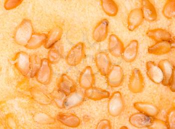 sesame seeds on bread. close-up