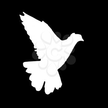 silhouette dove on a black background