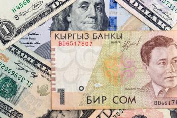 American dollars and Kyrgyz money